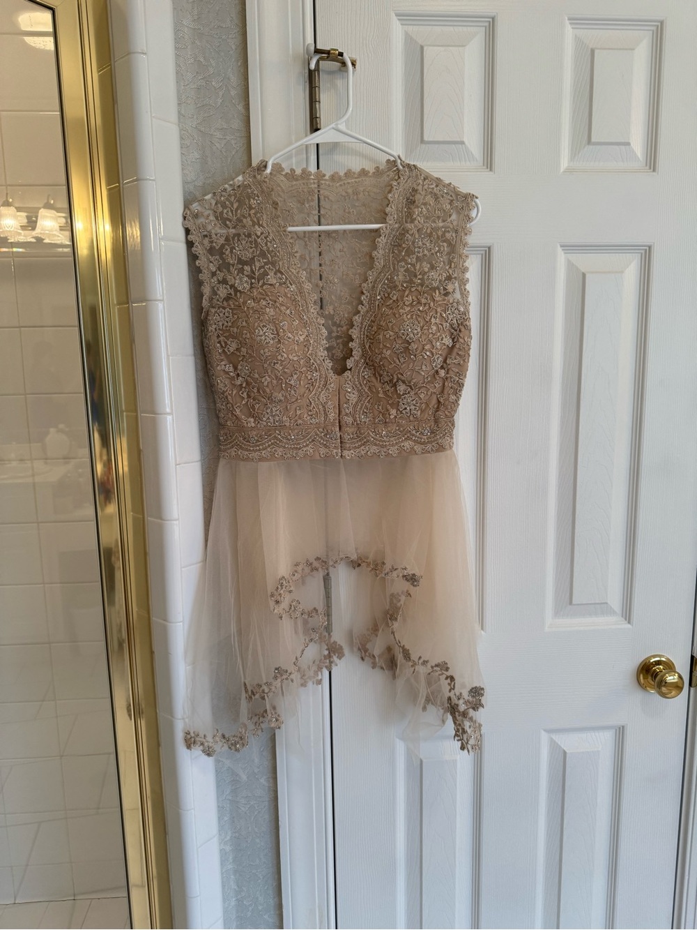 Gold/Cream Ridhi Mehra Lehenga with Deep V Bodice - Picture 5 of 16